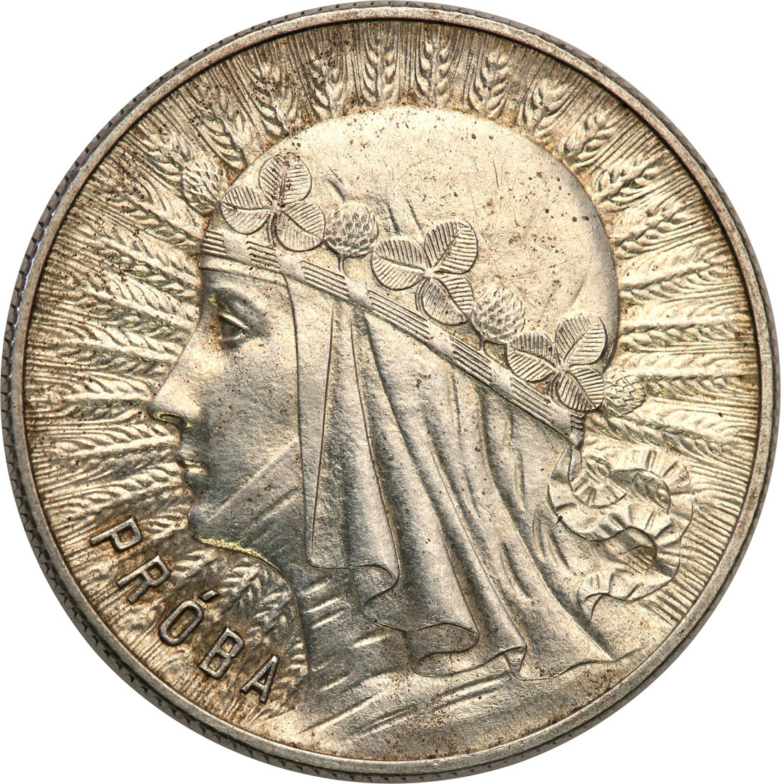 PRÓBA srebro 5 złotych 1933 Głowa kobiety, stempel Zwykły - RZADKOŚĆ
